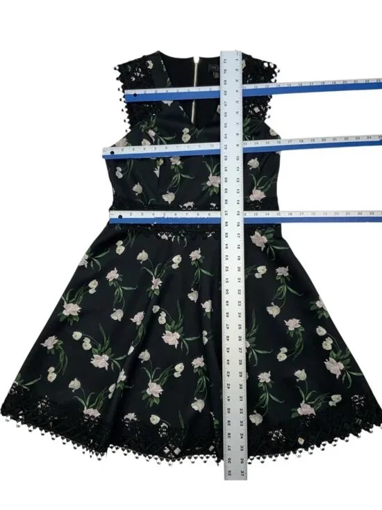 Ted Baker Nolla Printed Skater Dress 3 US/M Black Floral - Picture 6 of 15
